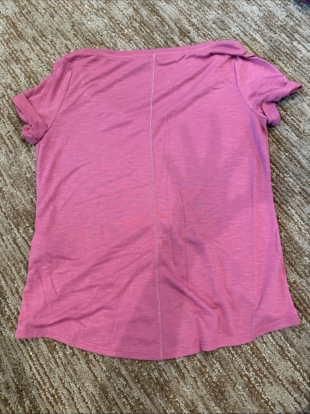 Women's Pink V-Neck Tee - Picture 2 of 2